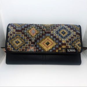 Totes Aztec Embroidered Checkbook Wallet